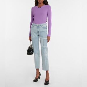 ❤️ NWT women’s FRAME Le Nouveau Straight mid-rise hideaway patch work jeans sz26